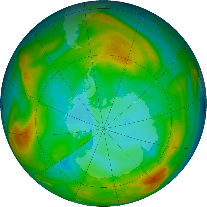 Antarctic ozone map for 30 July 1980